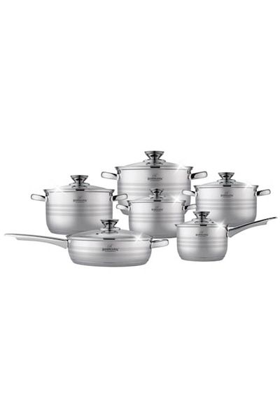 Bohmann Set 6 Oale cu Capace, Bohmann, inox, 5 Straturi, Tigaie Granit, Inductie, Argintiu