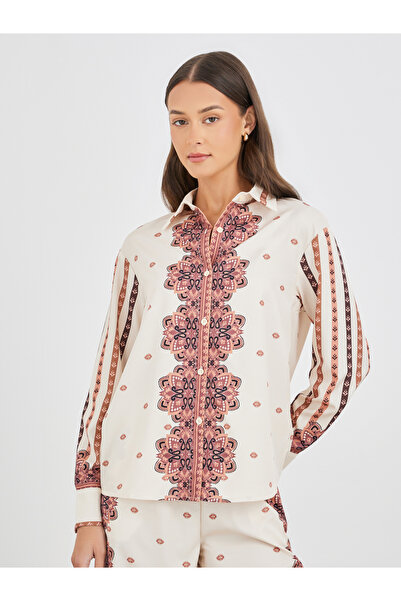 Styli Printed Long Sleeve Shirt and Wide Leg Pants Co-Ords