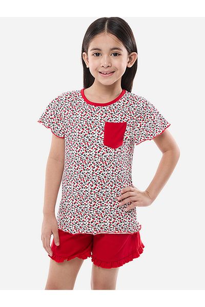 Victor and Jane By Styli Printed Round Neck T-Shirt and Shorts Pyjama Set