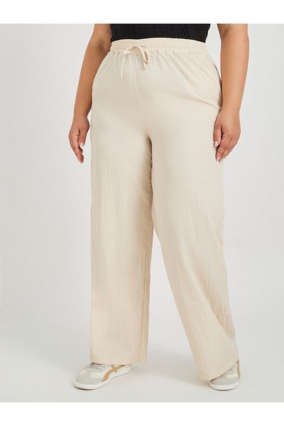 Styli Plus Size Wide Leg Trousers with Drawstring