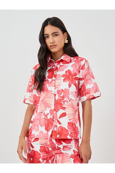 Styli Printed Collared Buttoned Shirt and Pants Co-Ords