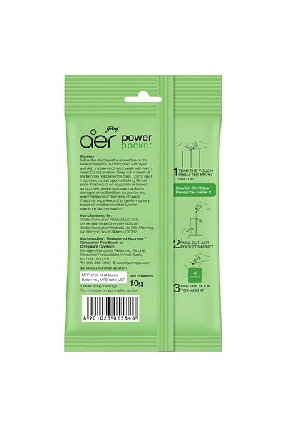 Godrej Aer Power Pocket Bathroom Fragrance - Jasmine Floral Delight 10g
