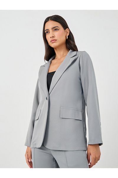 Styli Solid Lapel Collar Blazer and Trousers Co-Ords