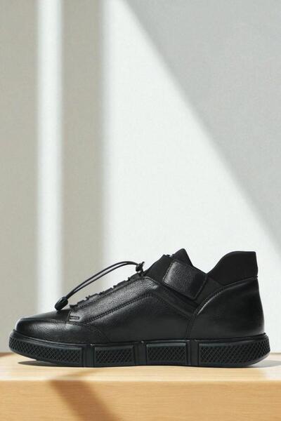 Hammer Jack Bilbao Black Genuine Leather Full Orthopedic Casual Daily Men's Shoes