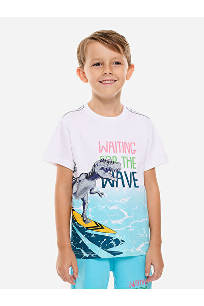 Victor and Jane By Styli Dinosaur Graphic Print T-Shirt and Drawstring Shorts Set