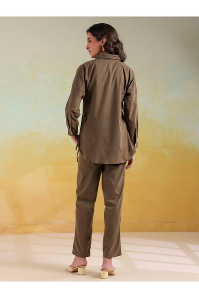 Sanskrutihomes By Styli Solid Spread Collar Shirt and Pants Co-Ords