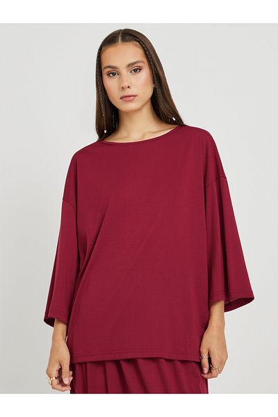 Styli Solid Long Sleeve Top and Side Slit Midi Skirt Co-Ords