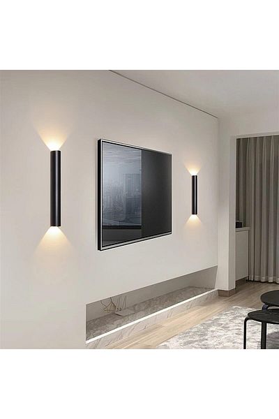 Jiju LED Wall Lamp Cylindrical Black 6 W 50cm D6cm Warm Light