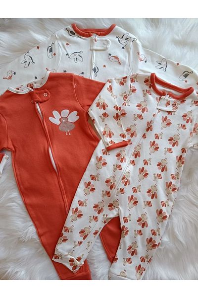 Bamoola Cute Birds Printed 100% Cotton 3-Piece Jumpsuit Set Unisex