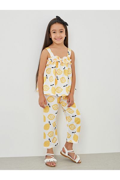 Styli Graphic Print Strappy Top and Pants Set