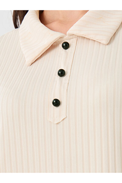 Styli Ribbed Contrast Button Detail Polo T-Shirt and Skirt Co-Ords