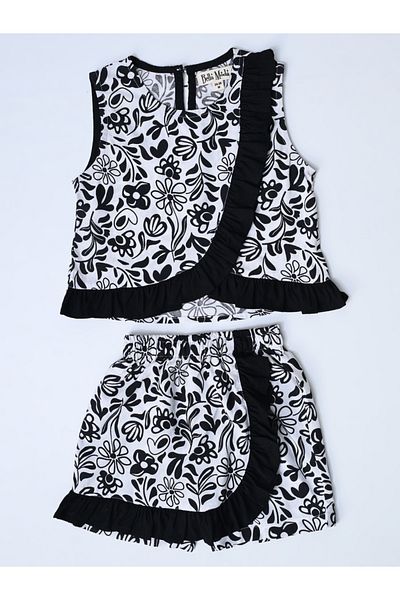 Bella Moda By Styli Floral Print Ruffled Detail Top and Shorts Set