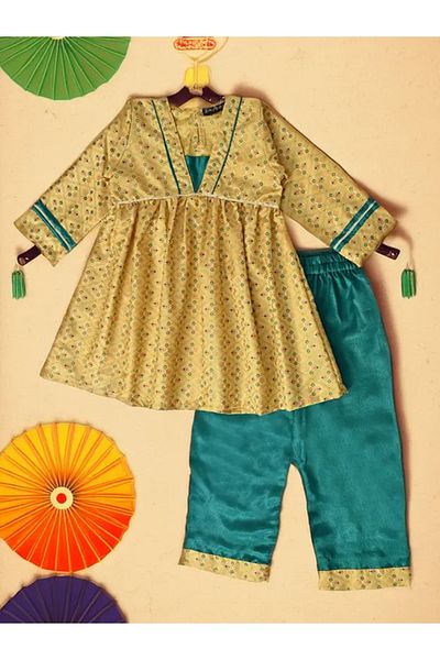 Bella Moda By Styli Printed Long Sleeve Ethnic Top and Pants Set