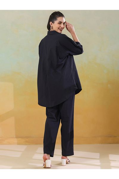 Sanskrutihomes By Styli Embroidered Spread Collar Cotton Shirt with Trousers Set