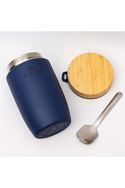 IGLOO Bamboo Food Jar 500ml Food Thermos Flask Dark Blue