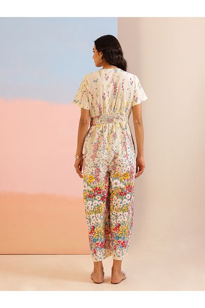 Sanskrutihomes By Styli Women Floral Printed Round Neck Straight Leg Jumpsuit