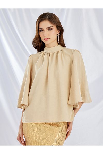 Styli Solid High Neck Top and Sequin Embellished Skirt Co-Ords