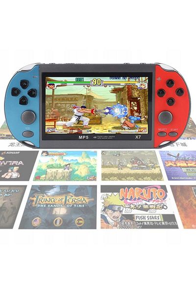 FOXMAG24 X7 portable console, 4.3", 8GB, red/blue, supports 8/16/32/64-bit arcade games