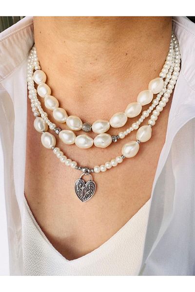 DEVİ fashion Design Multi Pearl Necklace 45 cm