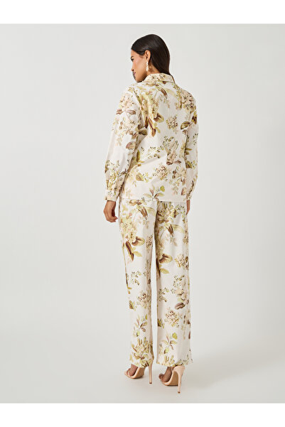 Styli Printed Long Sleeve Shirt with Wide Leg Pants Co-Ords
