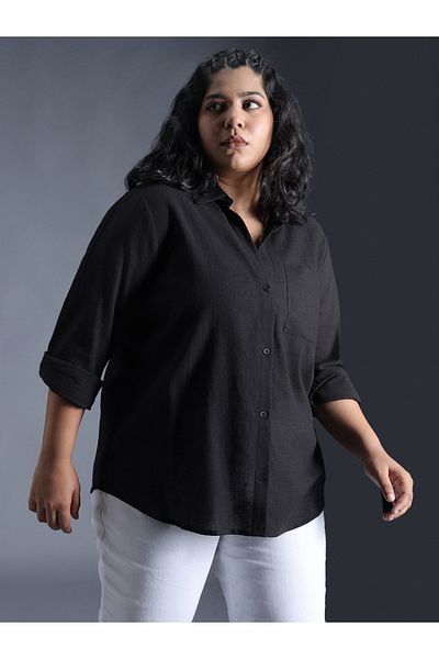 High Star By Styli Plus Size Solid Regular Fit Shirt with Pocket Detail