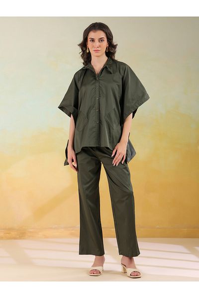 Sanskrutihomes By Styli Solid Spread Collar Shirt and Pants Co-Ords