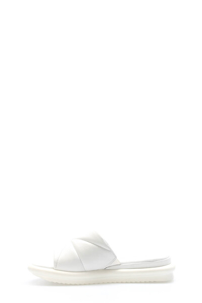 TUGERDİ Tugerdi alb în interior și exterior din piele naturală cu talpă termică papuci plat de calitate pentru femei TG092272611511014