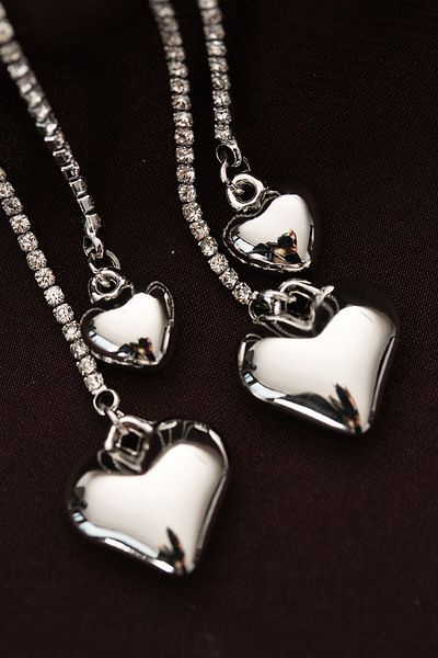 AfraBeauty Steel Silver Color Stone Curved Heart Long Earrings |   Stylish & Durable Women's Earrings