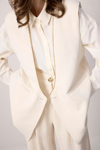 Touché Privé Stone Detailed Linen Vest