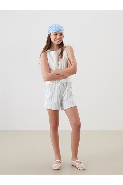 LC Waikiki Blue Girl's Shorts with Elastic Waist