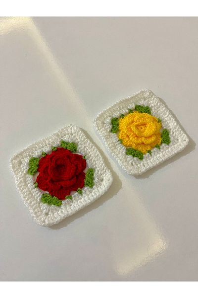 Petek Collection Embossed Square Rose Motifs 7X7 cm (Pack of 5)