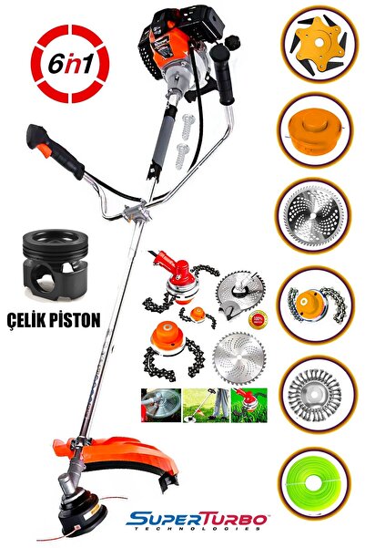 STAXX POWER 6IN1 6 Parça Fonksiyonlu Kömürsüz Seri Benzinli Yan Tip Tırpan Ot...