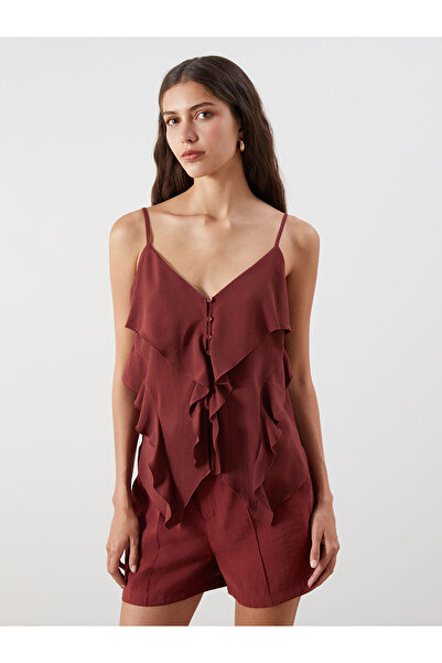 LC Waikiki Vizyon New Season V-Neck Strappy Ruffle Blouse