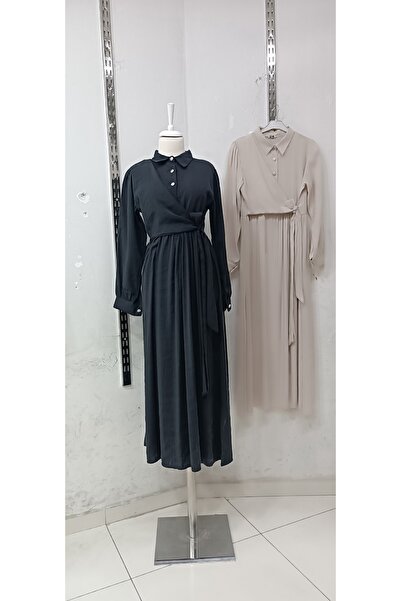 GÜLSEVEN New Season Front Rolled Waist Dress Model