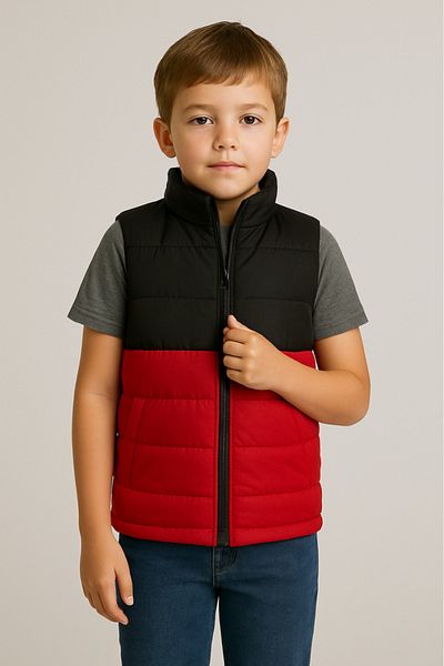 OEM Reversible quilted vest for children red black-red 8-9