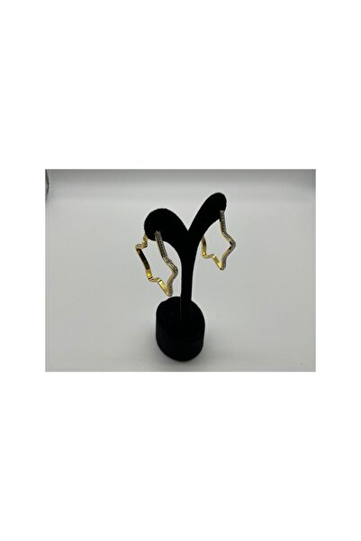 CHIC أقراط دائرية خماسية من الذهب المرصع بالحجارة