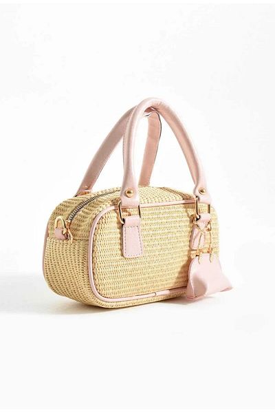 Butik Tacca Box Model Straw Hand and Shoulder Bag