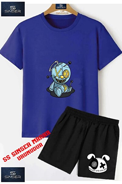 SS SİNSER Tricou cu gât rotund cu imprimeu special „BEAR PATCHED TURQUOISE IG...