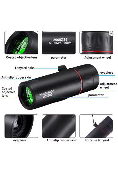 elektrogalaksi Mini Cep Boy 2000x25 HD Monoküler Su Geçirmez El Dürbünü(açık gözlem kamp avcılık kuş gözlemciliği)