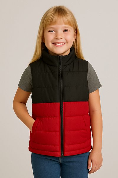OEM Reversible quilted vest for children red black-red 8-9