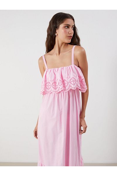 LC Waikiki Poplin Dress with Openwork Strap Waist Seat