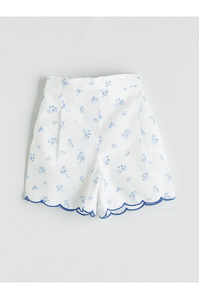 LC Waikiki Floral Girl's Shorts with Elastic Waist
