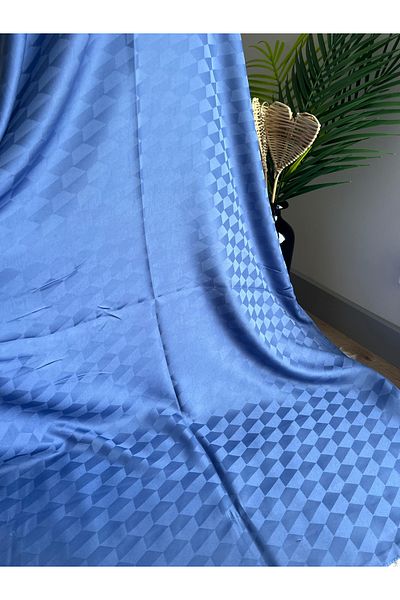 VaVscarfs Koza Pattern Cotton Jacquard Shawl Indigo