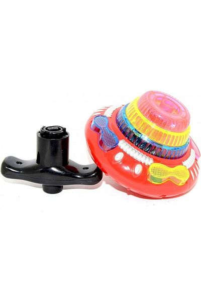 dalimag Jucarie Titirez Automat, Model top toy, Muzica, Joc de Lumini, Rosu