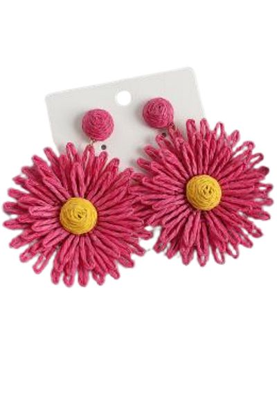 Waves And Pebbles Pink Flower Earrings