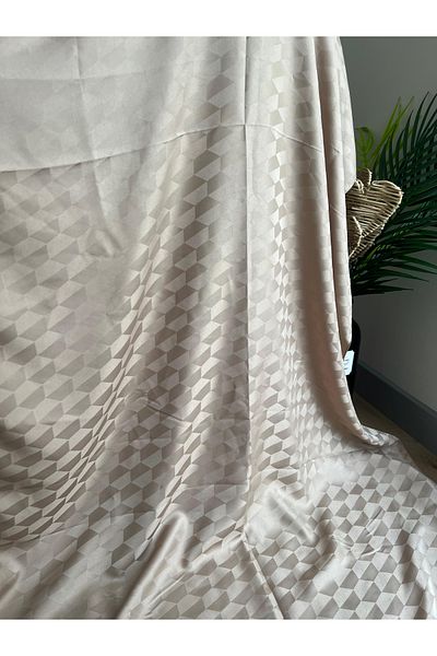 VaVscarfs Koza Pattern Cotton Jacquard Shawl Milky Brown