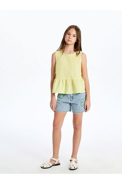 LC Waikiki Crew Neck Bow Detailed Girl's Blouse