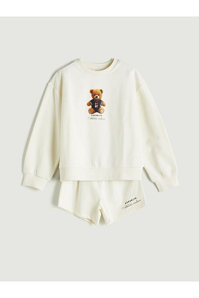LC Waikiki Hanorac și pantaloni scurți pentru fete Crew Neck