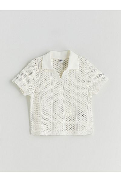 LC Waikiki Polo Neck Openwork Girl's T-Shirt