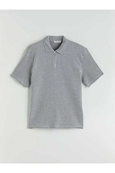 LC Waikiki LCW Vision Siyah Polo Yaka Çizgili Erkek Tişört